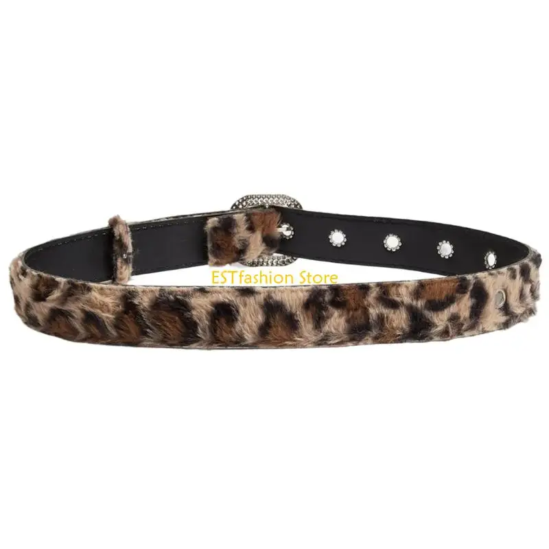 y5gc-伸縮性のあるヒョウ柄ウエストベルト柔らかい生地デザイン女性男性安全バックル日常使用