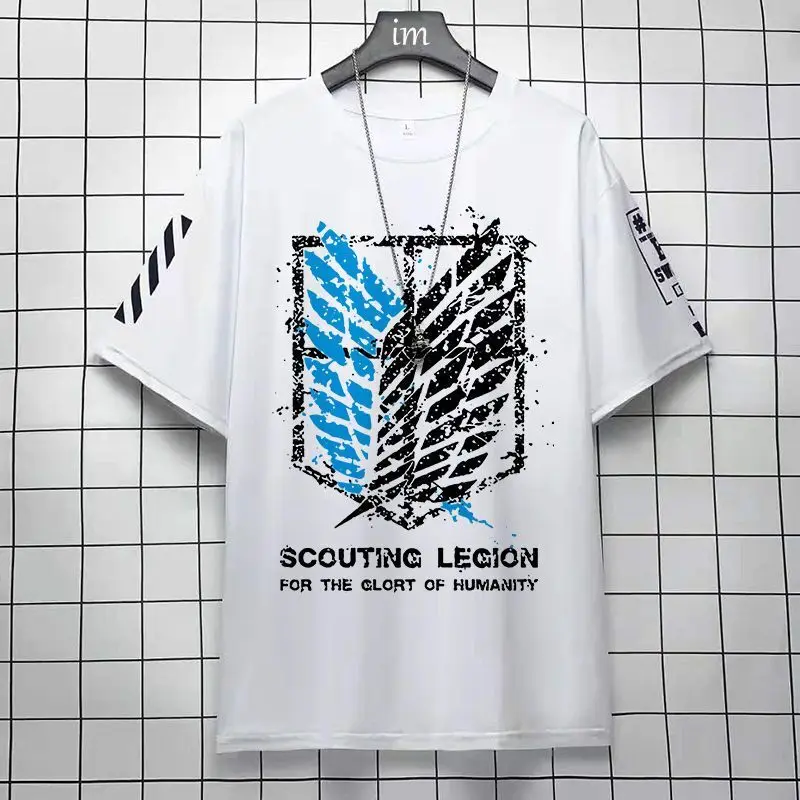 

Attack On Titan Merchandise Anime T-Shirt Loose Fit For Male Students Wings Of Freedom Short Sleeve Summer