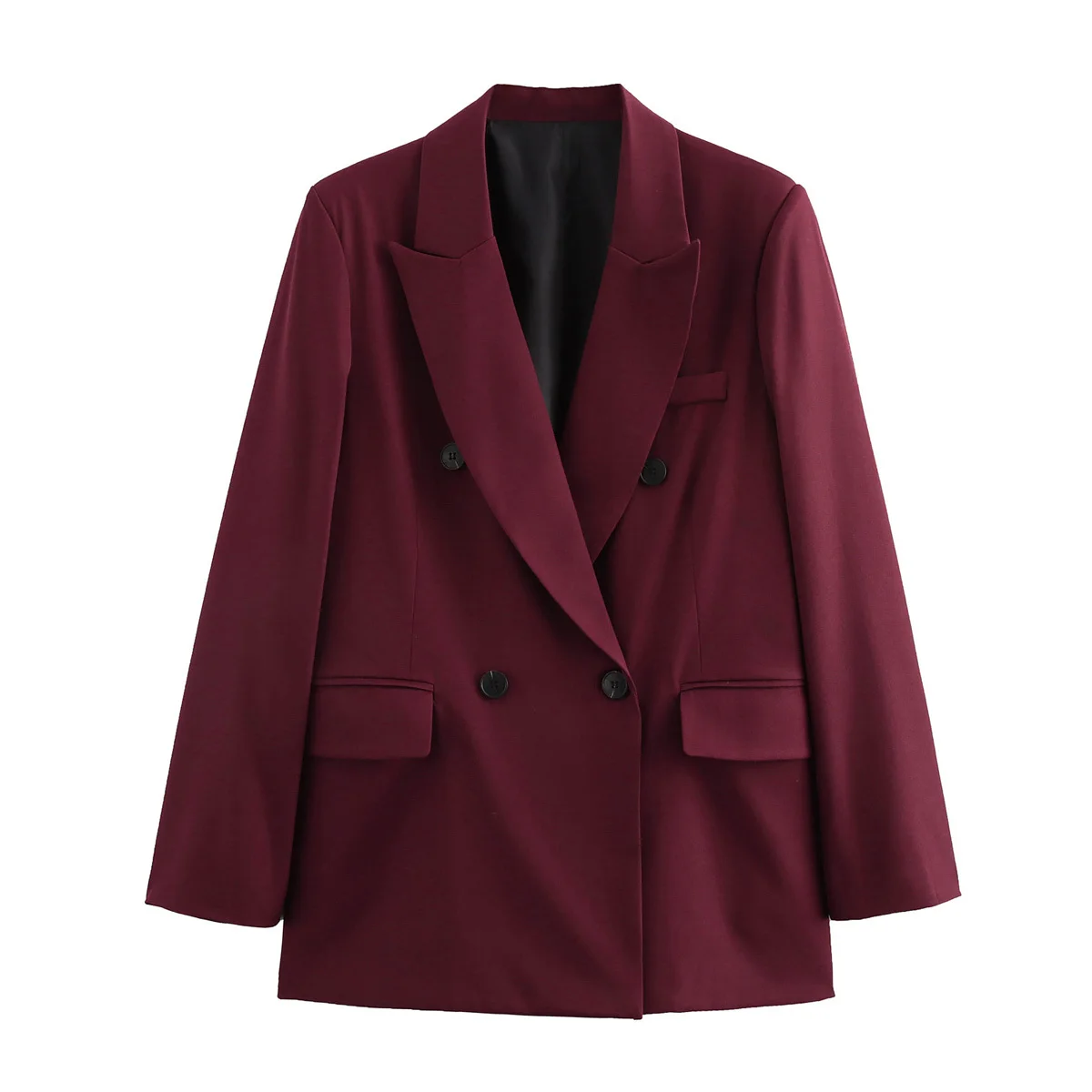 Blazer da donna vintage bordeaux Capispalla doppiopetto Abbigliamento da ufficio Blazer moda donna elegante a maniche lunghe autunnale