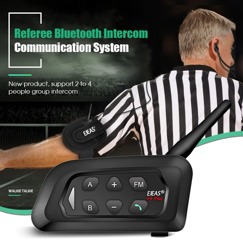 3 Stück EJEAS V4C Plus 1500 m Vollduplex-Bluetooth-In-Ear-Kopfhörer Fußballkonferenz-Gegensprechanlage 3 Benutzer Fußball-Schiedsrichter-Headset – Detail 2