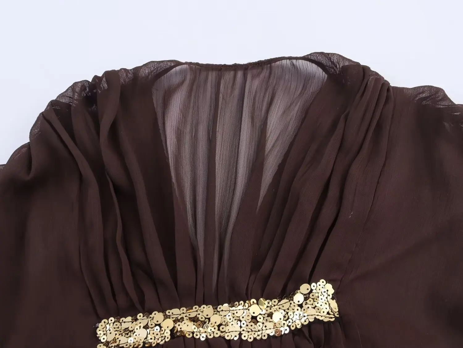 Losse pailletten V-hals lange mouwen jurk nieuwe mode Sparkle semi-transparante jurken damesjurk casual jurk herfstjurken