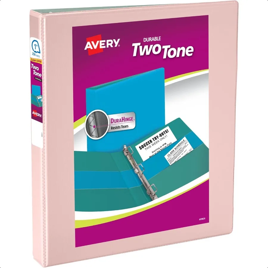 

TwoTone Durable View 3 Ring Binder 1 Inch Slant Rings Blush Sage Binder 17233
