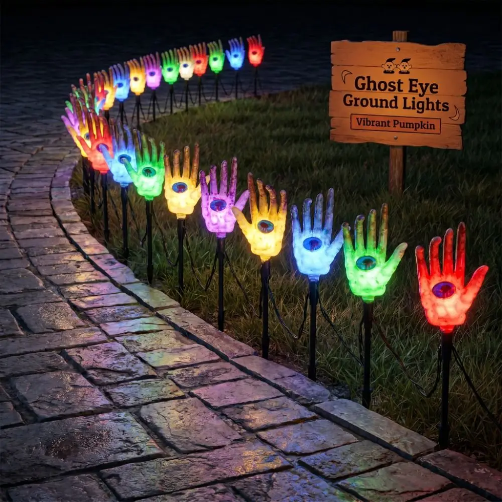 Waterproof Solar String Lights Ghost Hand Design Skeleton Palm Shape Fairy Lights Solar Powered Copper Wire LED String Lights