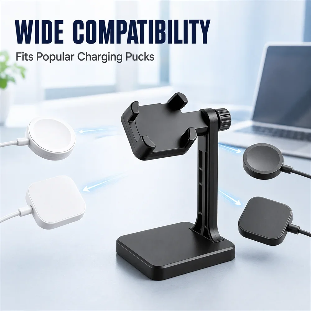 Universal Smart Watch Stand Holder Charging Dock Compatible with Multiple Models Adhesive Retractable Stand Storage Included image 4