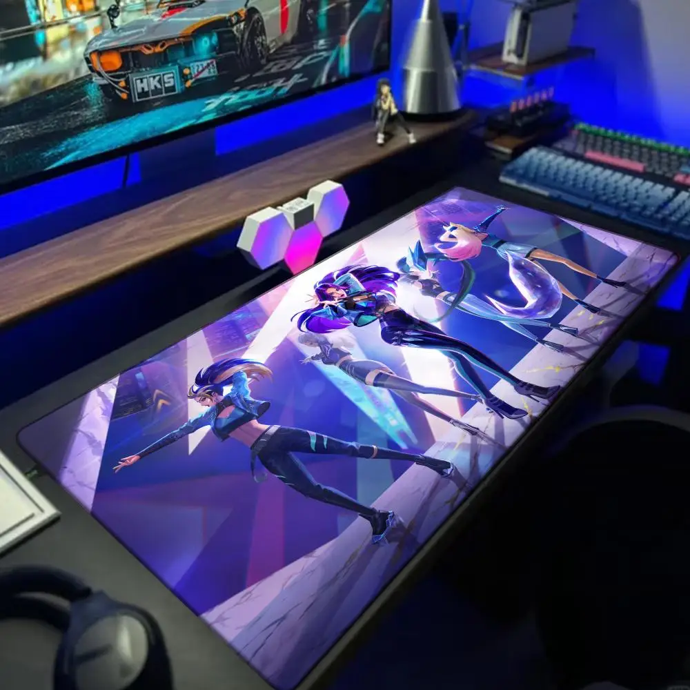 لوحة ماوس الألعاب LOL KDA Akali أنيمي الجدول الوسادة سرعة لينة السجاد XXL ملحقات مكتب الكمبيوتر المحمول قفل حافة لوحة المفاتيح المطاط Deskmat
