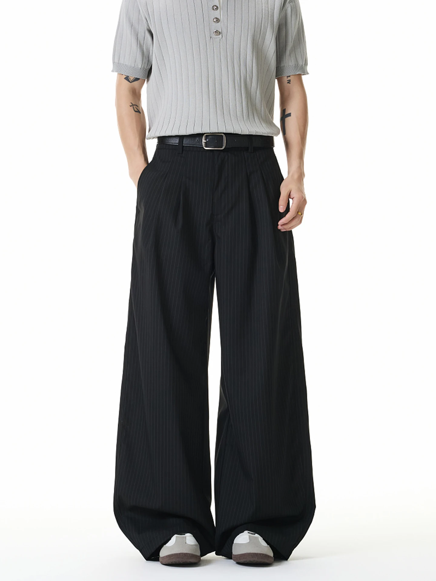 

American High Street Vintage Stripes Loose Wide Leg Casual Suit Pants Men's Comfortable Loose Fit High Waist Summer Youth