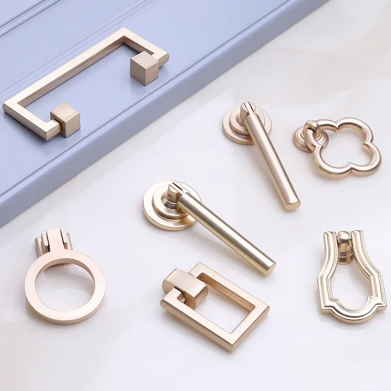 New Chinese single hole door handle copper wire drawing solid white wardrobe modern simple drawer cabinet door handle