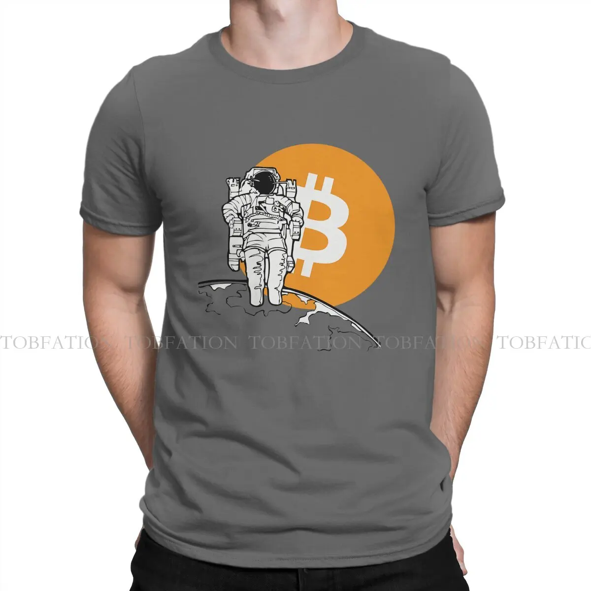 Vintage Bitcoin Cryptocurrency TShirt for Men To The Moon Humor Summer Tee T Shirt Novelty New Design Loose