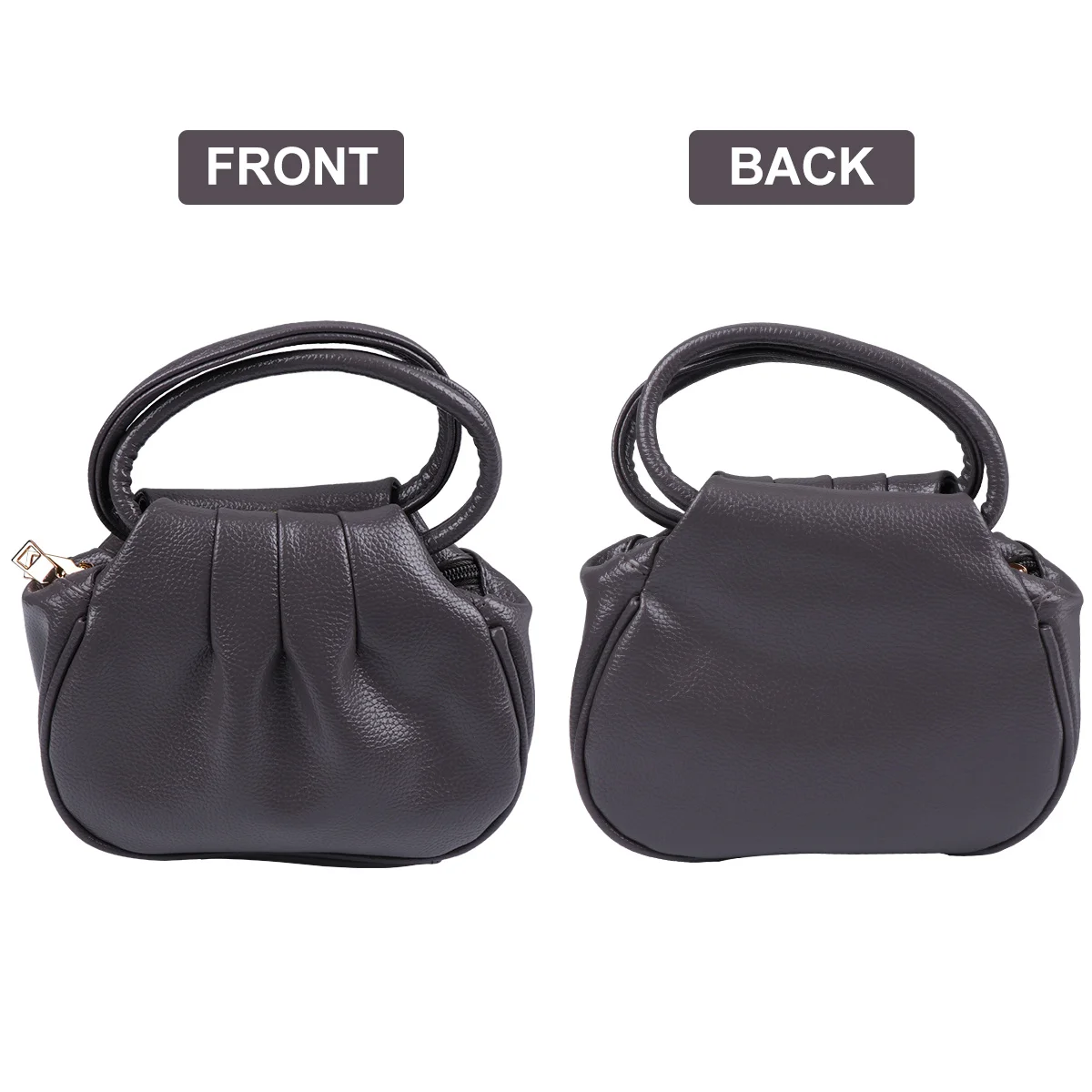 

1Pcs Women Mini Coin Bag PU Material Pleated Handbag Zipper Buckle Design Safe Fashion Clutch for Shopping Daily Use Light Grey