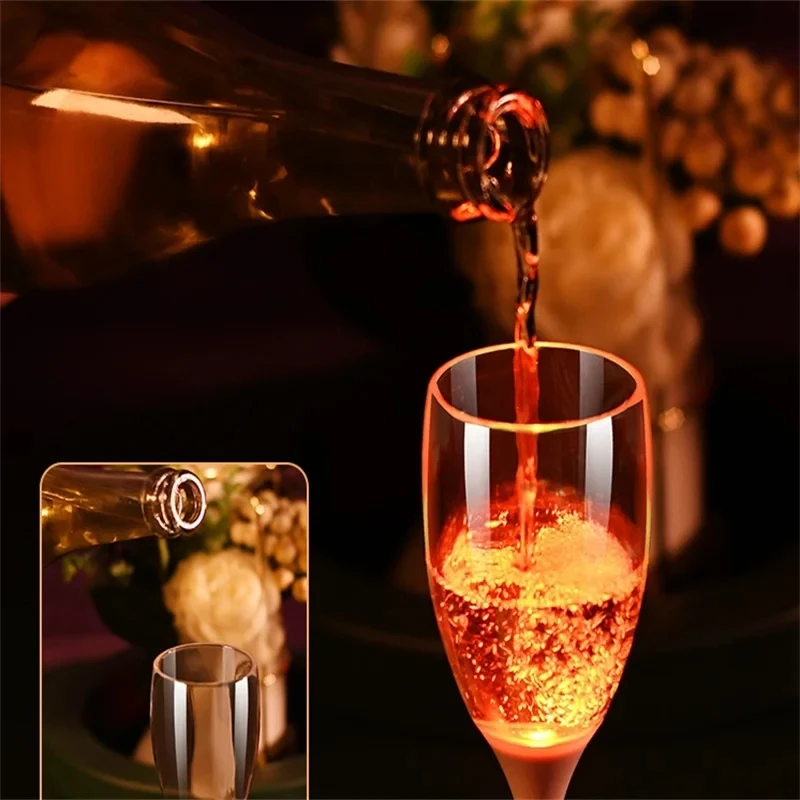 LED Light Up Cups Wine Champagne Flutes Party Favors Adults, Colored Plastic Champagne Flutes Drinking Glasses Glow in 1pc