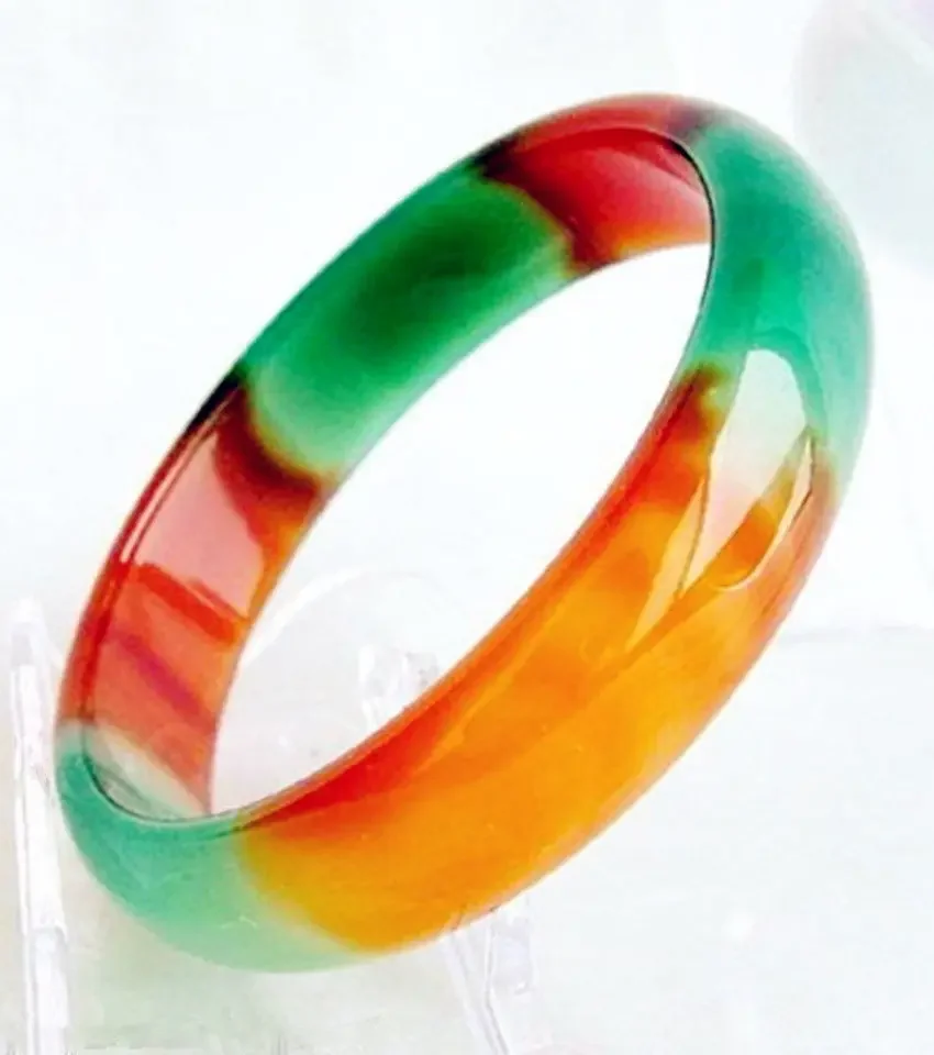 Pretty Genuine Asia Red/Green Natural Agates Jades Bangle Bracelet inner size   approx 58MM