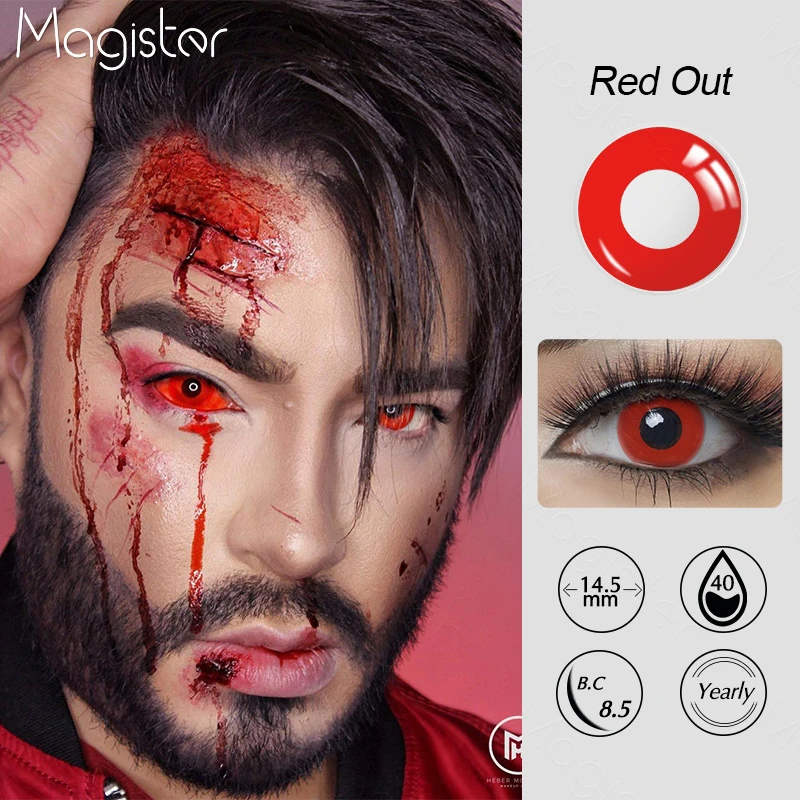 Halloween Color Contact Lenses 1 Pair Cosplay Anime Contact Lenses White Eye Lenses Red Colored Lenses Pupilentes Halloween