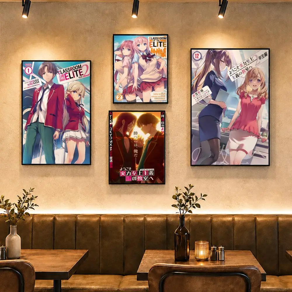School Anime C-Classroom of the EliteS Poster Vintage Retro Anime Poster Stickers Peel and Stick Wall Art Home Decor