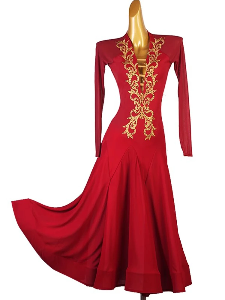 

Modern Dance Stage Costume Competition Ball Dress Womens Clothes Girls Waltz Adult Fashion Outfit Suit Line Dancewear Customized