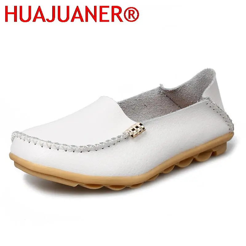 Women Flats Shoes Slip On Genuine Leather Loafers For Womens Moccasins Loafers Flats Ladies Shoes Plus Size Sapato Feminino image 6