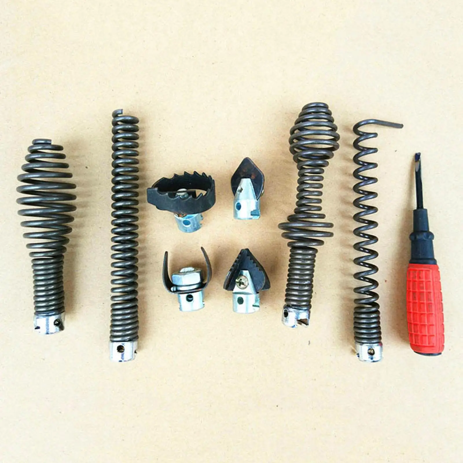 9 Drill Cutter Heads Auger Adapters Clog Remover Sectional Dredging Accessories Cleaner Combination Kit for Sewer Machine Model