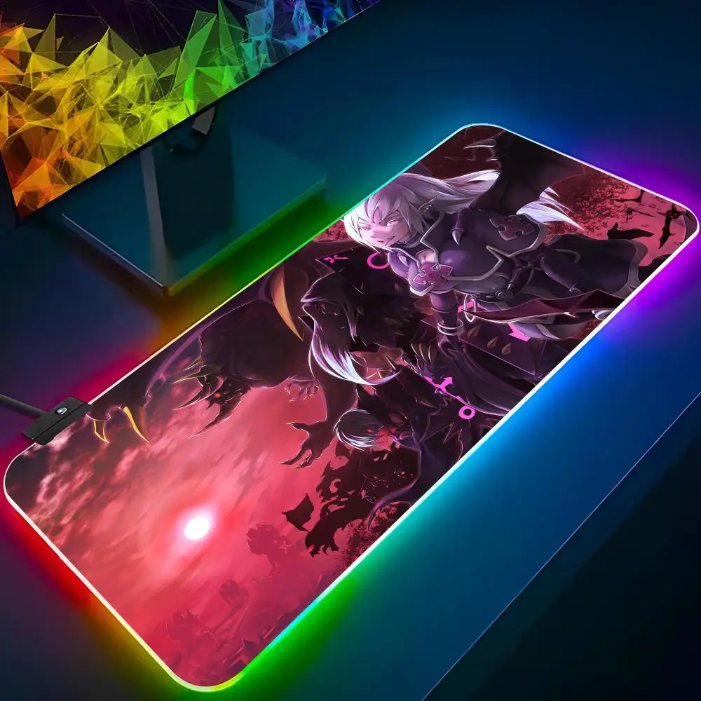 Imagem -06 - Backlit Rgb Gaming Mouse Pad Mousepad Rgb Simples Teclado Gamer Girl Table Pads Laptop Deskpad xl yu gi oh