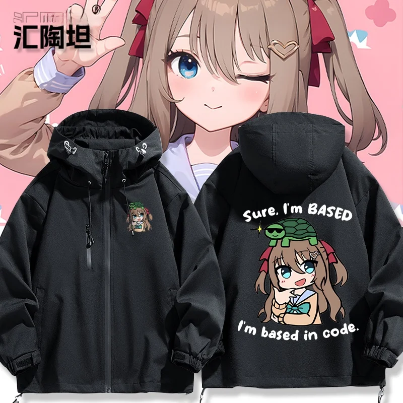 

Neurosama Virtual Broaast Adult Jaet Outerwear Clothing Polyester Fiber Windproof Loose Fit Long Sve Zipper Closure Coat