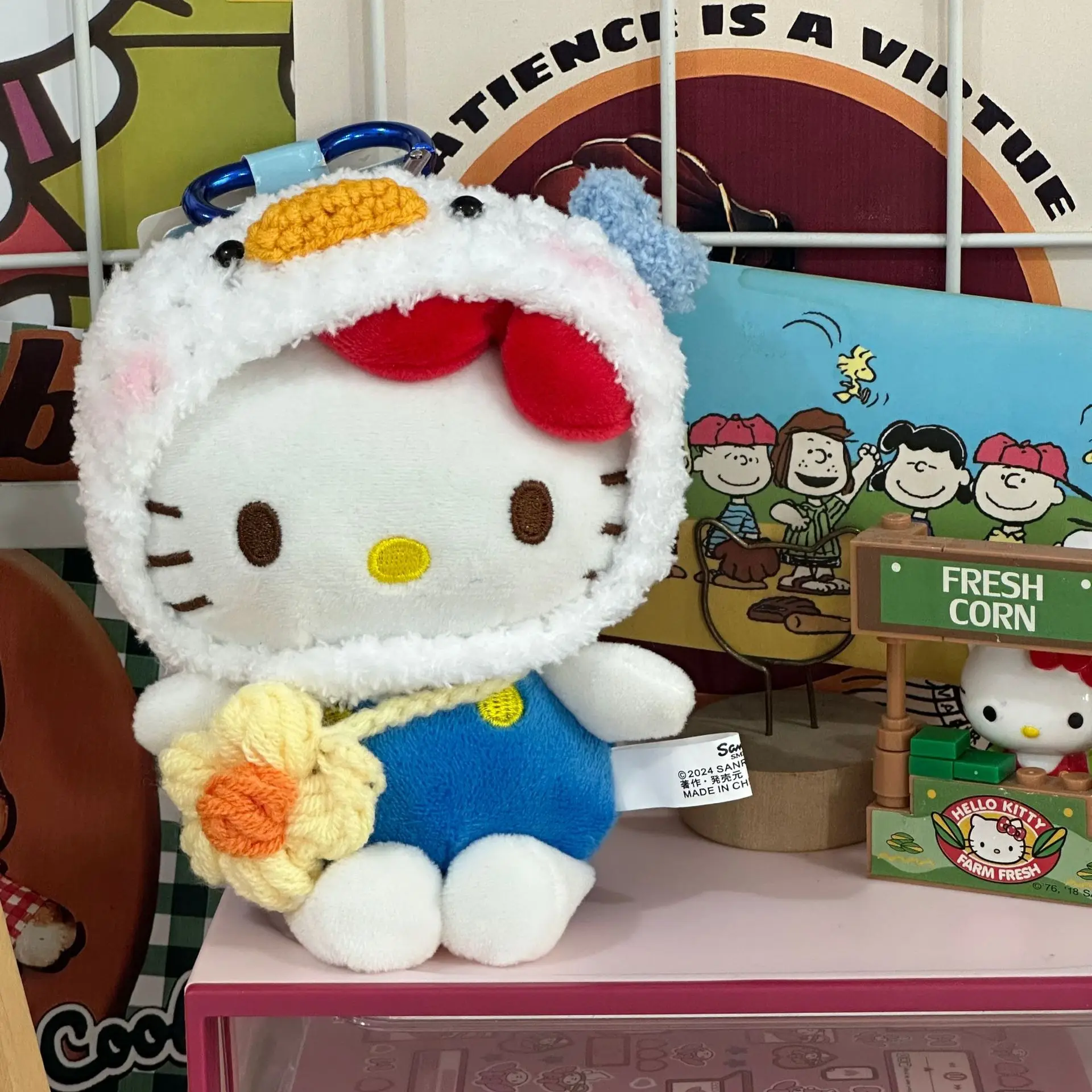 

Hello Kitty Plush Keychain Kawaii Animal Fruit Hooded Scarf Dress Up Pendant Cute Soft Plush Doll Backpack Decor Kids Girls Gift