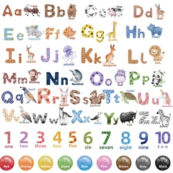 Alphabet Animals Wall Decals Numbers Wall Decor ABC Letters Wall Stickers for Classroom, Kids Room, Nursery Bedroom Playroom