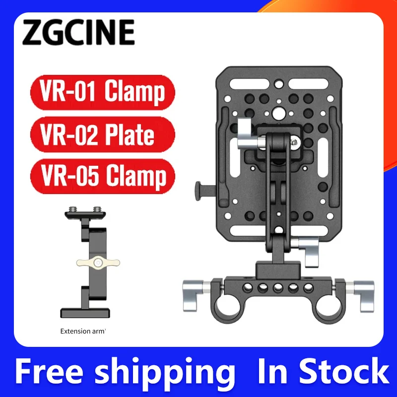 ZGCINE VR-01 VR-02 VR-03 V Mount Battery Plate W/ Rod Clamp standard V Lock battery plate adapter with automatic Lock protection