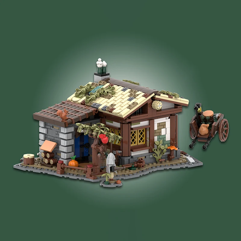MOC medieval street scene building next door hut resident house camp model DIY assembly building blocks toy Christmas gift