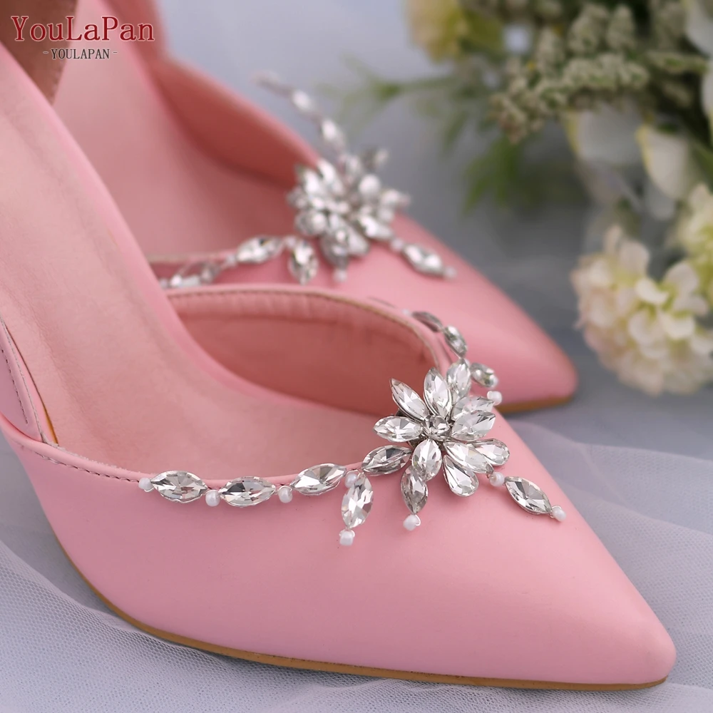 

YouLaPan 2pcs/lot Removable Wedding Shoes Clips Rhinestone Wedding Shoes Clips Bridal Accessories Bride Pearls Decoration HX34