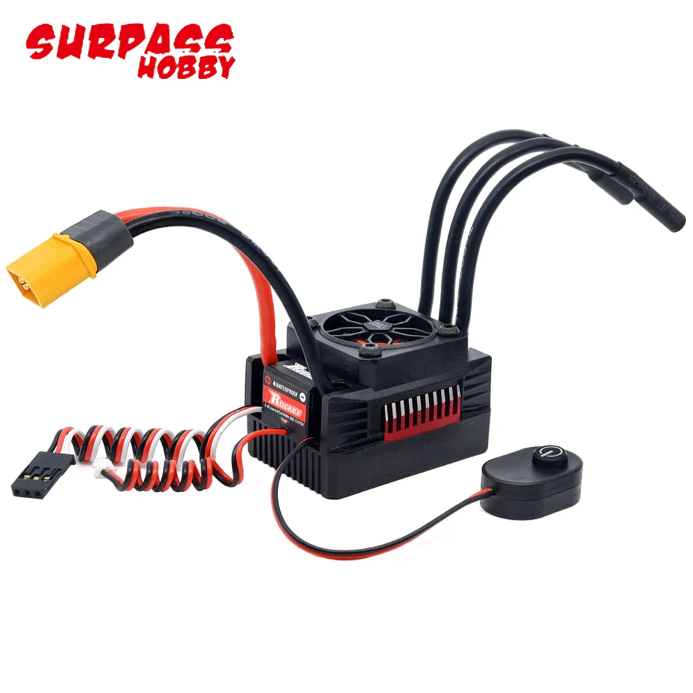 Surpass Hobby Rocket Supersonic V2 Waterproof 45A/60A/80A 2-3S Brushless ESC Electric Speed Controller For 1/8 1/10 1/12 RC Car