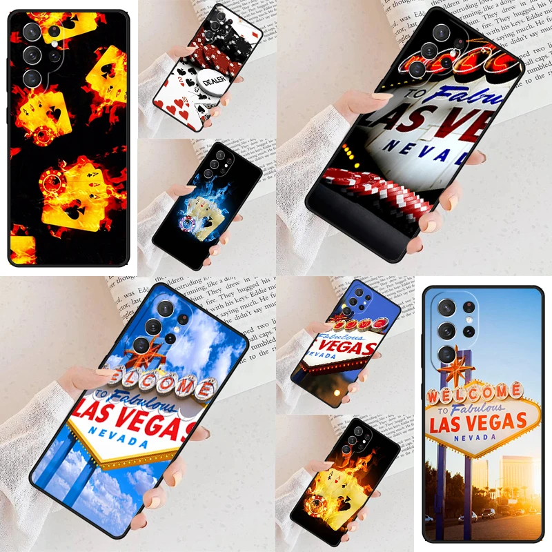 LAS VEGAS NEVADA CASINO POKER CARDS Phone Case For Samsung Galaxy S24 S23 S22 S21 Ultra S10 Note 10 Pro S20 Plus FE S9 S8 Cover