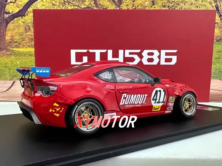 JDM 1:18 para GT4586 totalmente abierto motor totalmente independiente aleación Diecast modelo coche juguetes regalos de cumpleaños Hobby colección de exhibición rojo