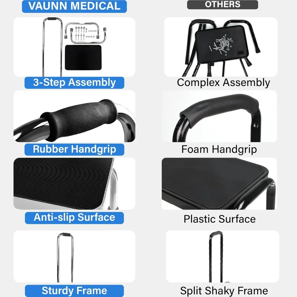 Taburete plegable portátil con asa y almohadilla de goma antideslizante, taburete ligero y duradero para niños y adultos