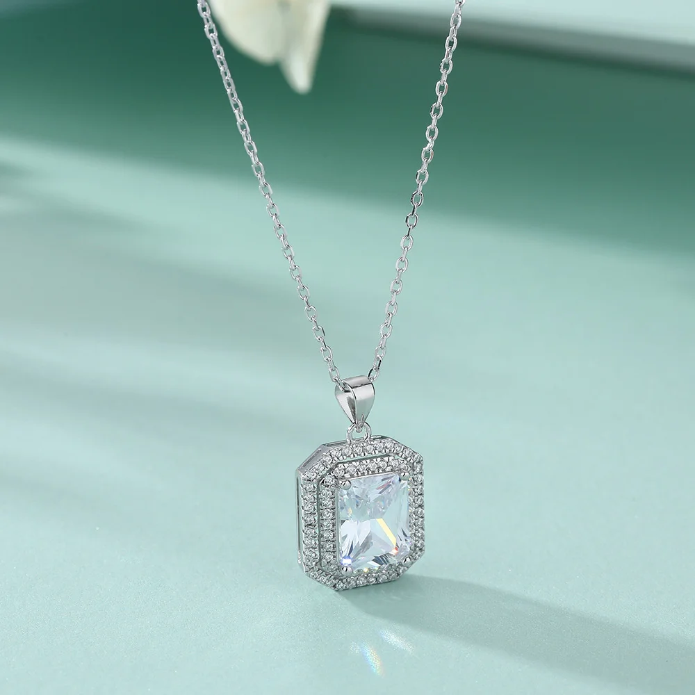 3CT Moissanite Pendant Necklace For Women Men Sparkling Diamond Necklace 3 Stones Solid Silver 925 Jewellery Luxury Quality GRA