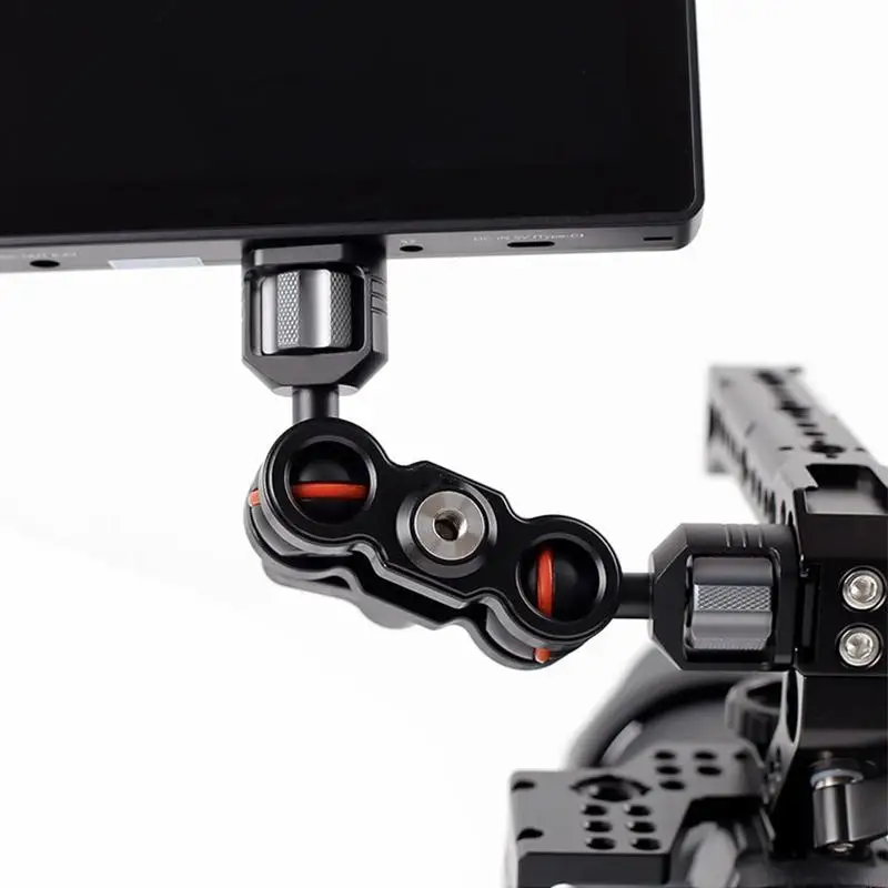 J78A Adjustable Camera Support Arm with Double Ball Heads, Aluminum Alloys Monitor Light Microphones Mount, 1/4 Thread Base