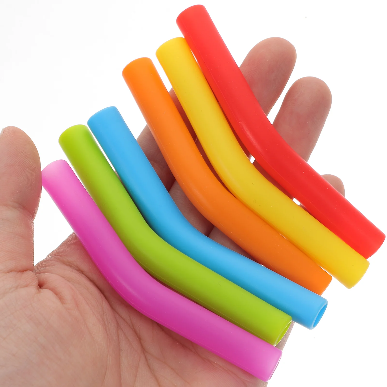 24 Pcs Cold Straws Cover Caoutchouc Stainless Steel Aldult Silicone Tips for Washable