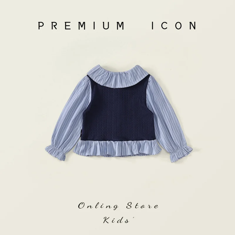 

Girls' Spring and Autumn Suit2025New Children's Fashionable College Style Long Sleeve Shirt and Flared Pants Two-Piece Set