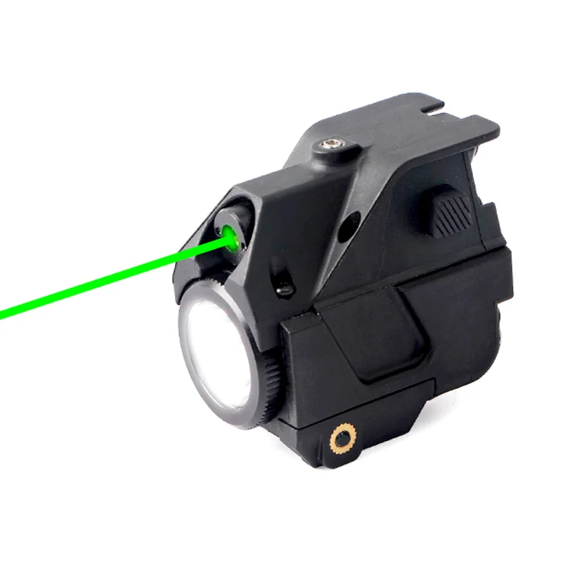 Tactical Rechargeable Pistol White Light Integrated with Visible Green Laser Hunting Rifle LED Flashlight USB Charger Picatinny