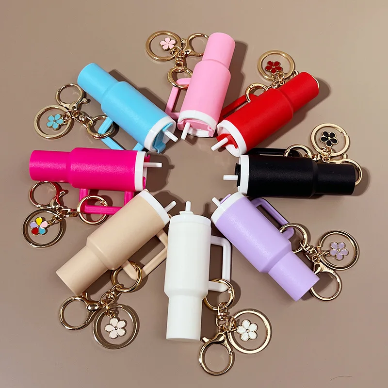 Mini Cup Keychain Keychain for Lip Balm Cute Tumbler Key Ring Handbag Charms Key Ring for Stanley Water Bottle Accessories