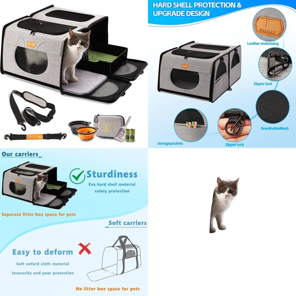 

Автомобильная переноска двойного назначения с ящиком для мусора для путешествий с длинными волосами, складной ящик для кошек и котят