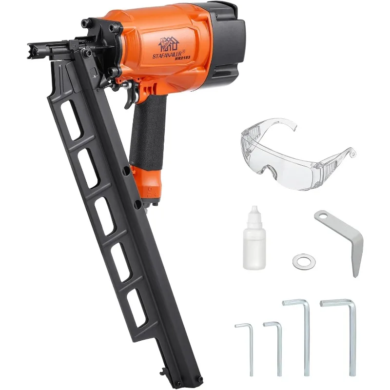 أداة إطارات عالية السرعة، مسدس أظافر بتأطير هوائي 21 درجة، إطار كامل الرأس من البلاستيك المطلي بطول 2 بوصة حتى 3-1/4 بوصة #1