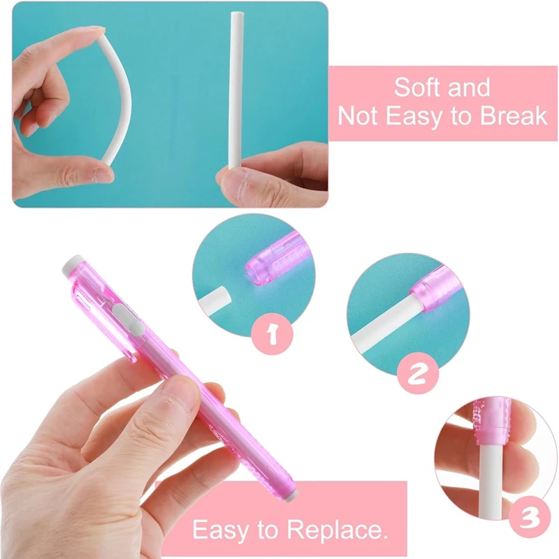 أقلام ممحاة ميكانيكية قابلة للسحب ، 2 إعادة تعبئة ، 10 محايات بديلة ، مدرسة ، منزل ، مكتب ، 12 عبوة