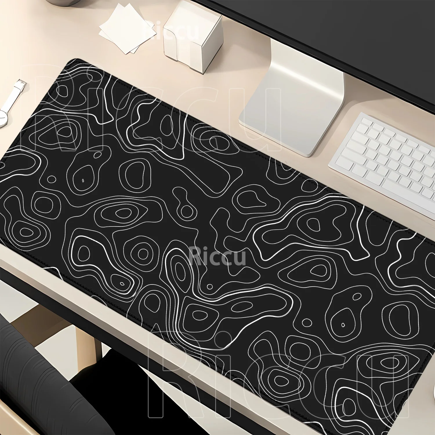 Strata Liquid Gaming Mousepad Large Size Non-slip Black and White Mouse Pad XXL Computer fluid Rubber Keyboard overlock Desk Mat