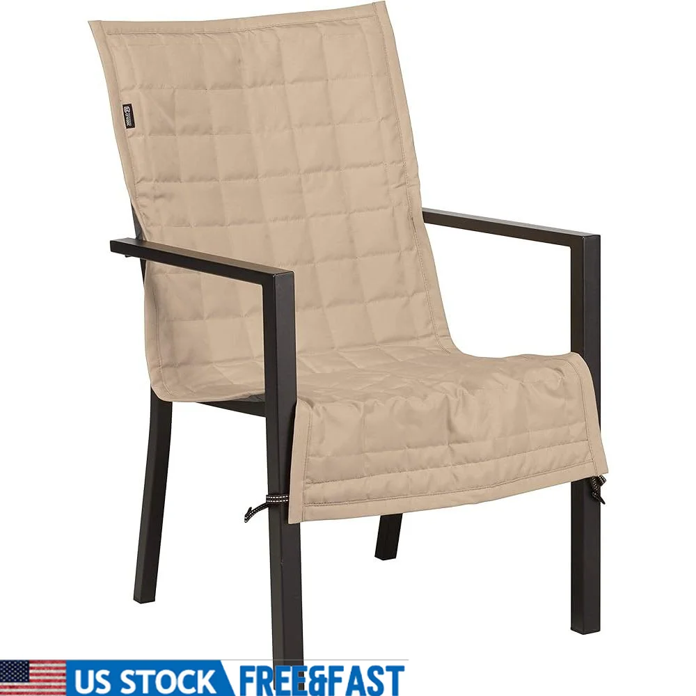 

Outdoor Chair Slipcover Water Resistant Durable Polyester Adjustable Protection Premium Furniture Cover Patio and Indoor Use
