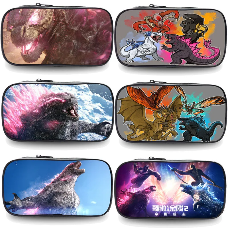 Godzillas VS KingKongs 2 Pencil Case Kids Anime Monster Orangutan Figures Pen Bag School Office Storage Stationery Pouch Gift