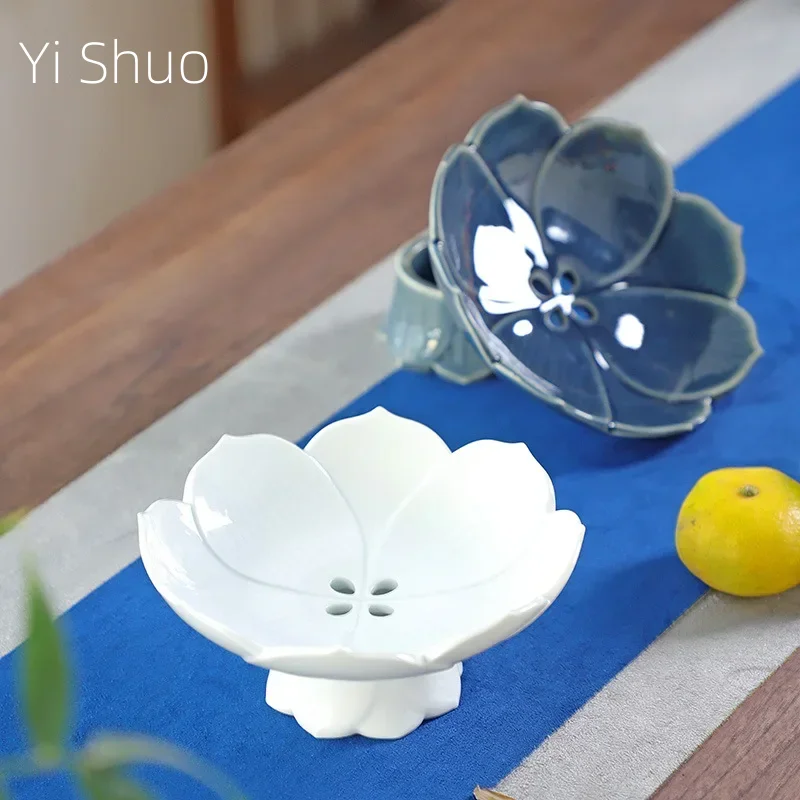 Creative European Fruit Plate Filter Plate Living Room Ceramics Fruit Tray Hotel Candy Snack Melon Seeds Nut Plate Dried