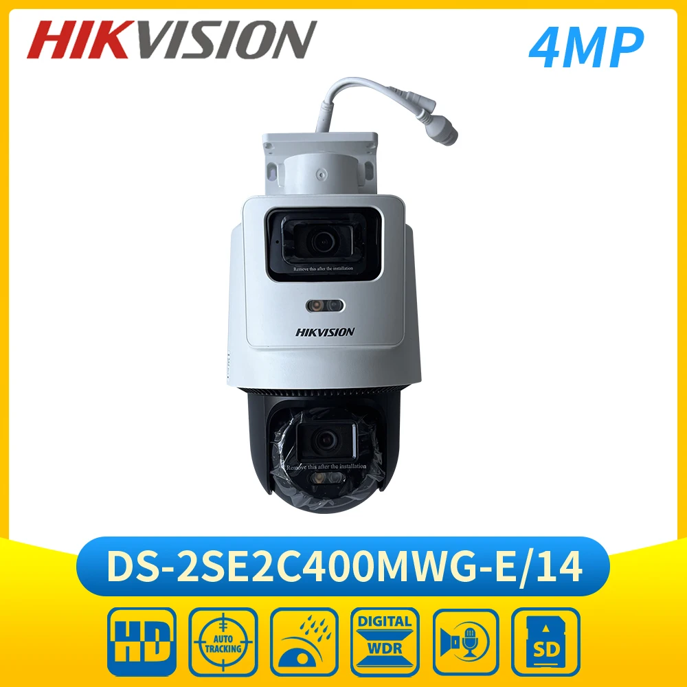

Hikvision PT Camera 4MP DS-2SE2C400MWG-E/14 Smart Hybrid-light Human Detection TandemVu 4MP+4MP POE Camera Built-in Mic Speaker