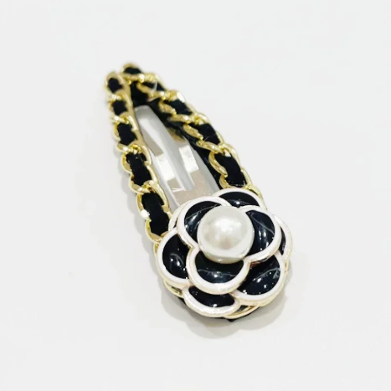 Korean Fashion Vintage Camellia Flower Chain Hair Clip for Girls with Bangs Hairclip Accessories Barette Cheveux Femme