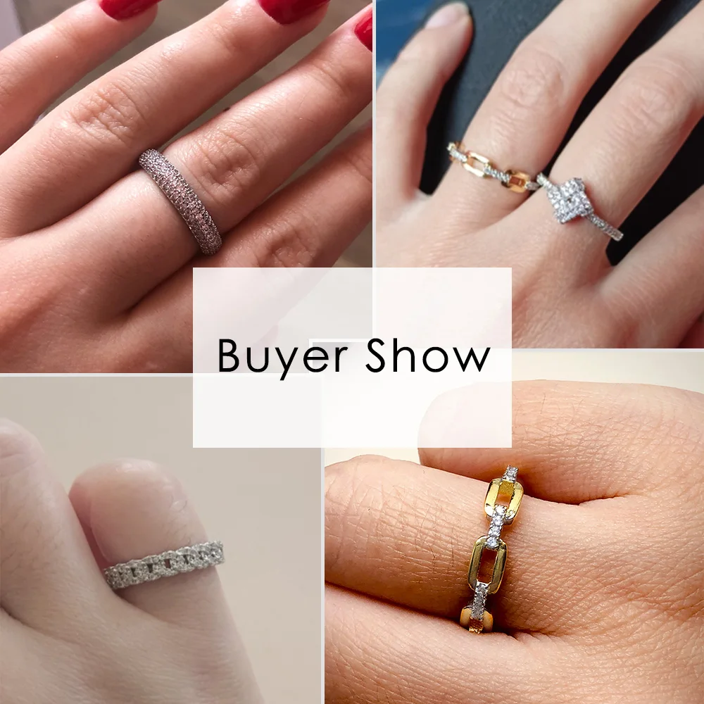 Simple Cuban Link Chain Dainty Rings for Women Teens Gold Color Aesthetic Iced Out Zircon Stacking Matching Design Rings Jewelry - view 6