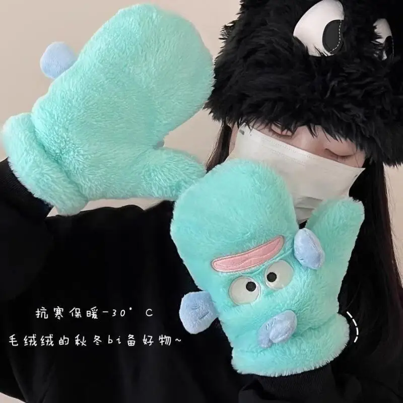 

Милые плюшевые перчатки с уродливой рыбой для девочек на осень и зиму, теплые бархатные утолщенные хлопковые морозостойкие перчатки