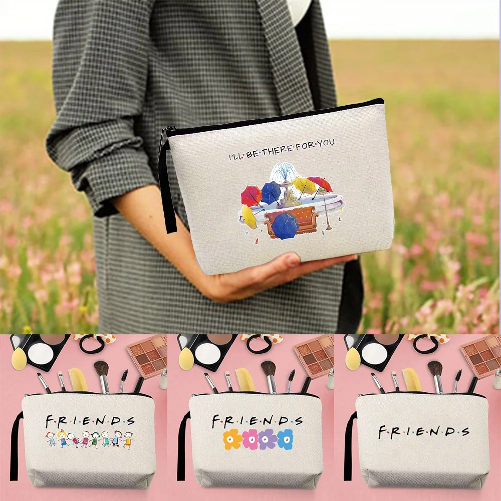 

Make Up Pouch Toiletries Organizer Bag Cosmetic Case Wedding Party Lady Clutch Phone Purse Pencil Bags Friends Pattern