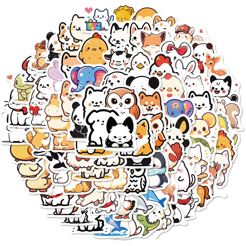 90PCS Graffiti Style Minimalist Animal Stickers For Children DIY Design Motorcycle Luggage Laptop Refrigerator Stickers Toy